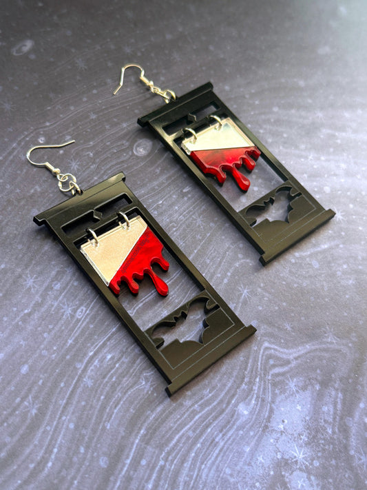 Bloody Bat Guillotine Acrylic Earrings