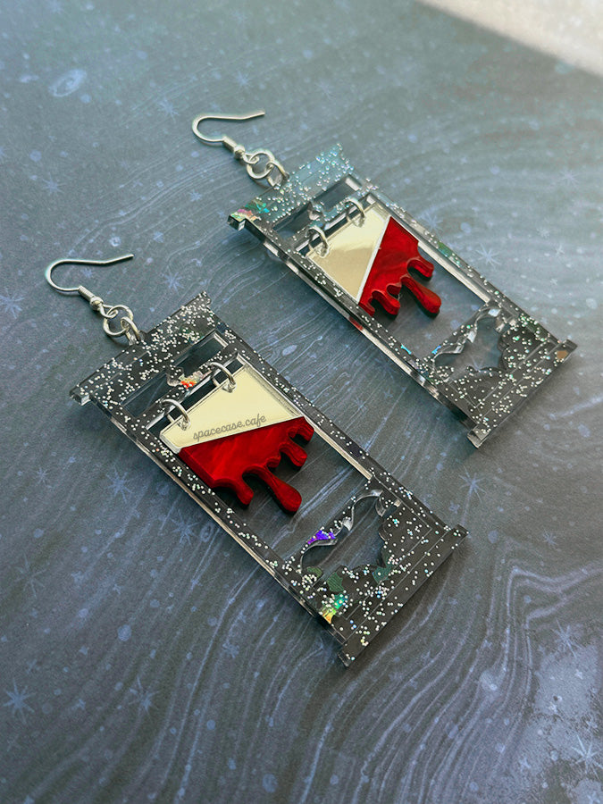 Bloody Bat Guillotine Acrylic Earrings