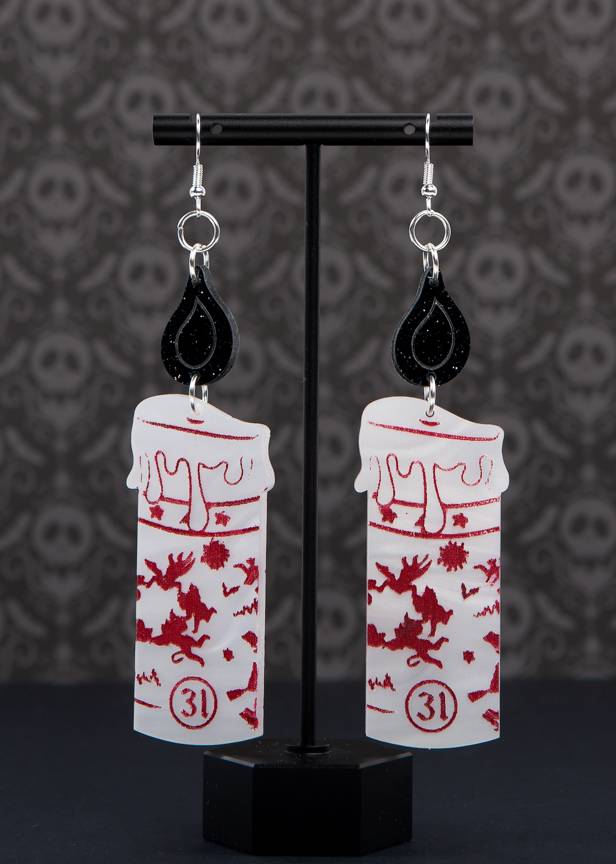 Black Flame Candle Acrylic Earrings