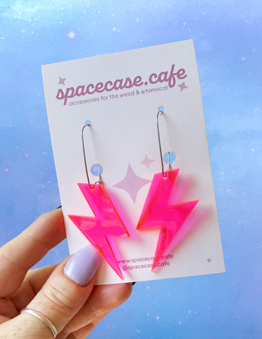 Lightning Bolts: Retro Glam Acrylic Statement Earrings