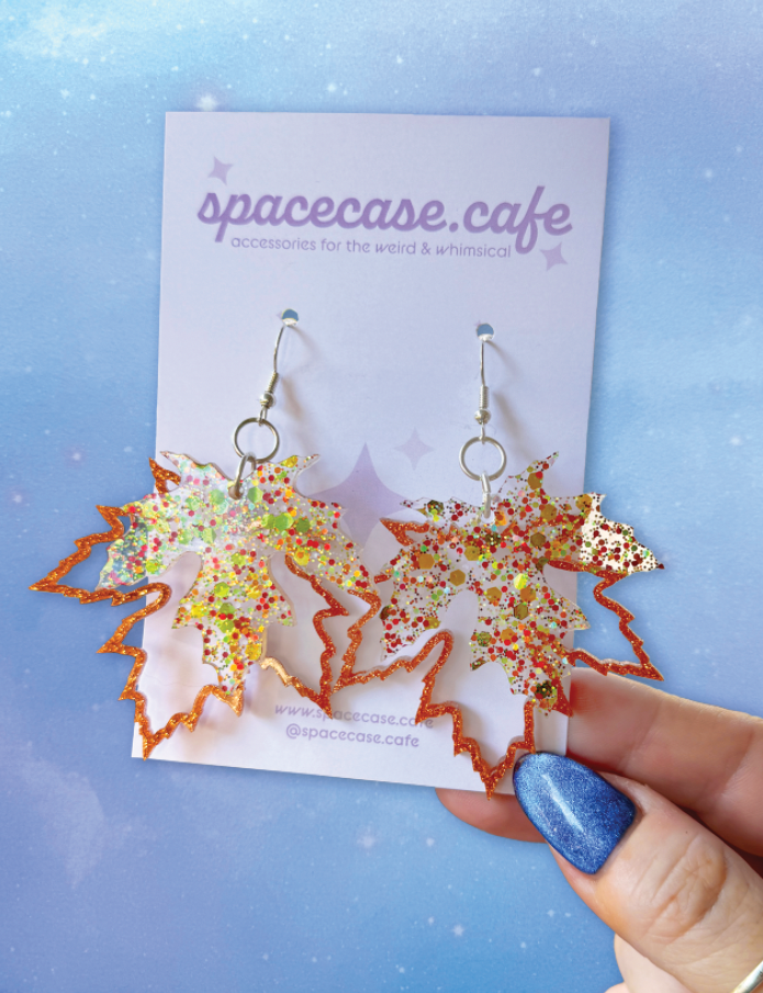 Fall Leaves: Maple Leaf Autumn Acrylic Earrings