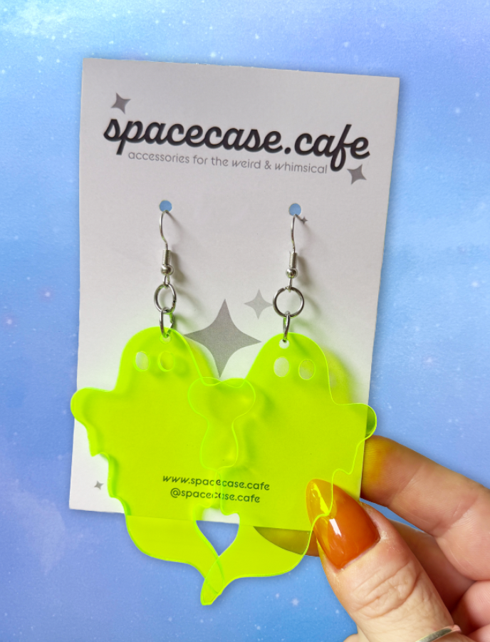 Spooky Ghosties: Halloween Glow in the Dark Acrylic Earrings