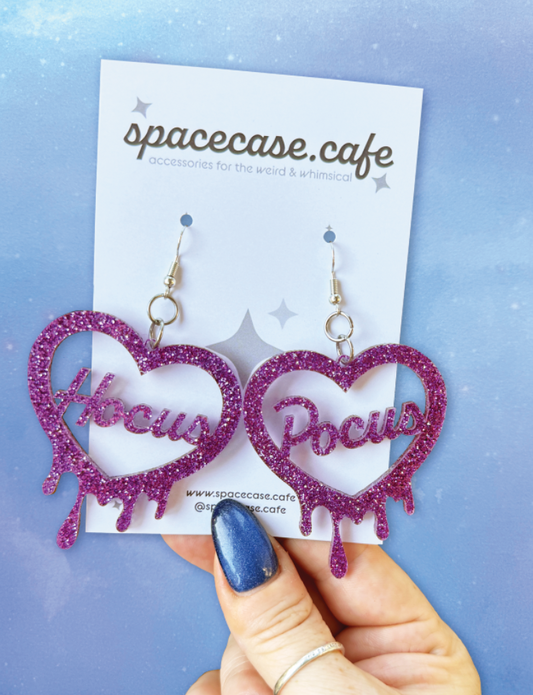 Spooky Hocus Pocus: Witchy Heart Acrylic Earrings
