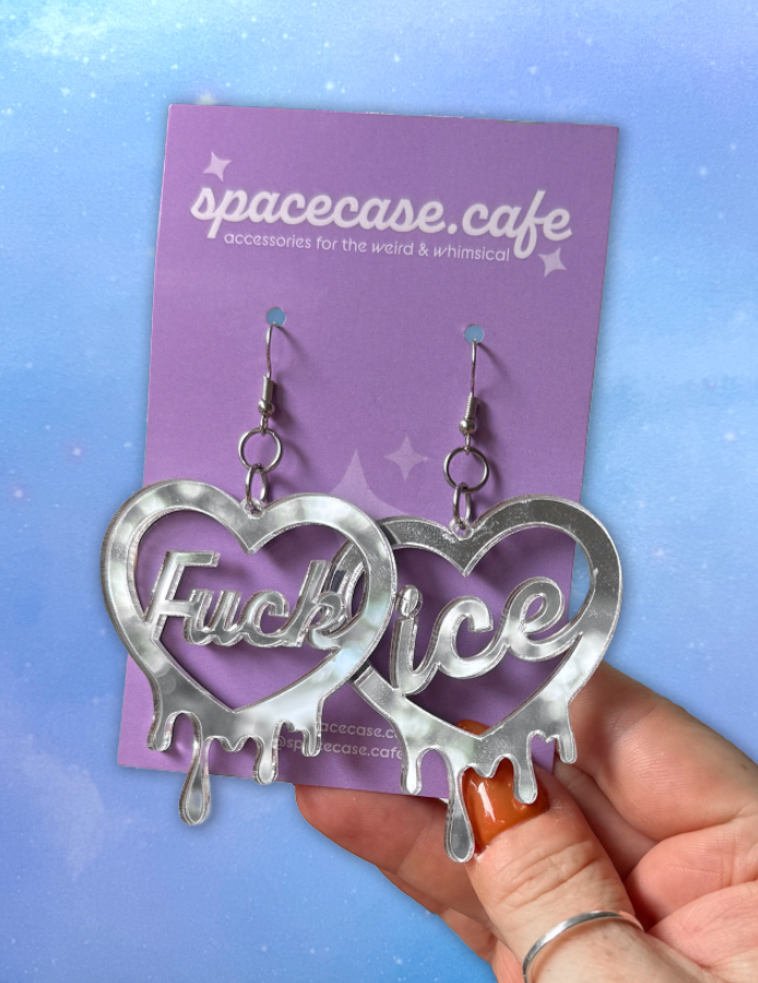 Ice Out: Anti-Ice Melt Ice Heart Acrylic Earrings