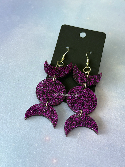 Triple Moon Acrylic Earrings