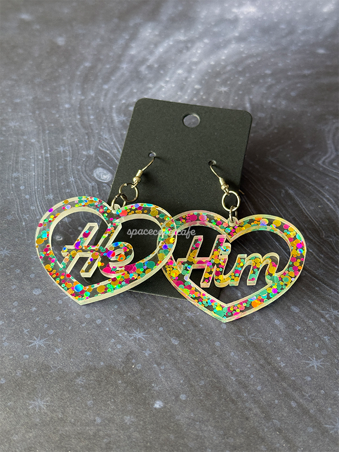 Pronouns: He/Him Acrylic Earrings