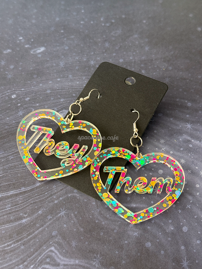 They/Them: Queer Pronoun Acrylic Statement Earrings