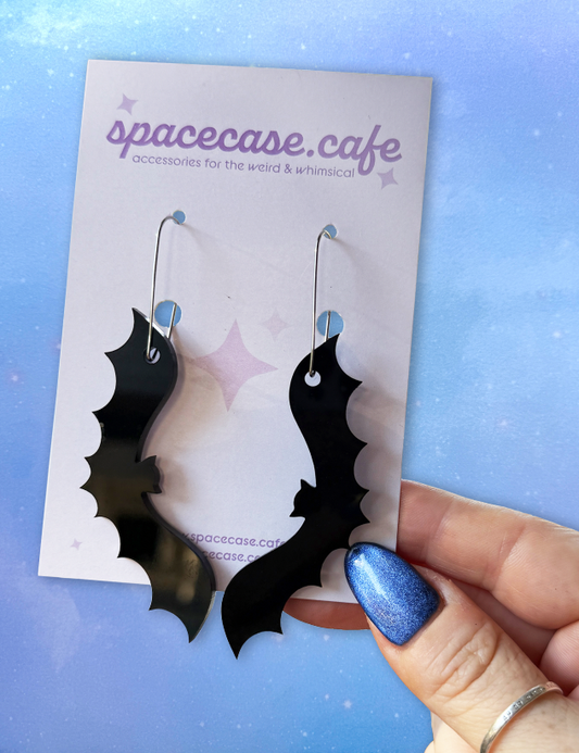 Midnight Mischief: Halloween Bat Acrylic Earrings