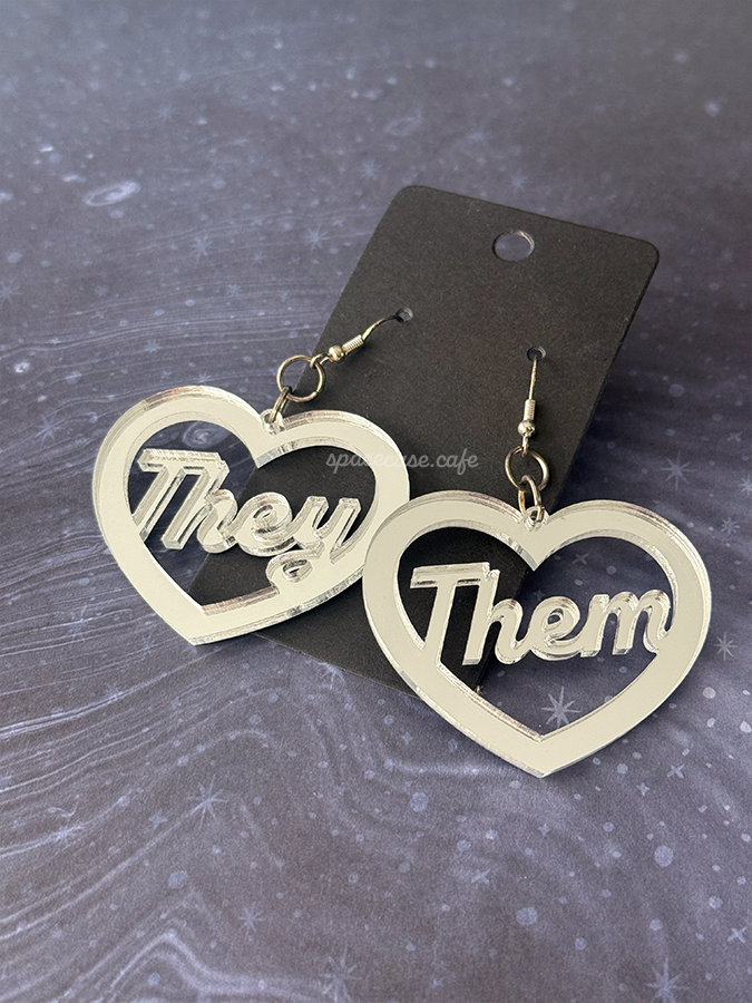 They/Them: Queer Pronoun Acrylic Statement Earrings