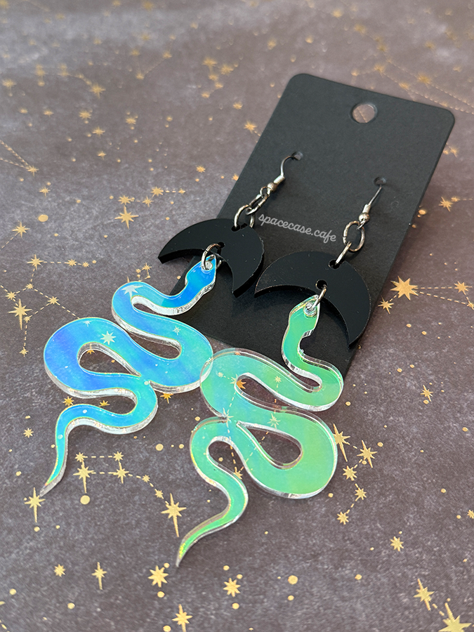 Moon Serpents: Witchy Snake Gothic Statement Earrings