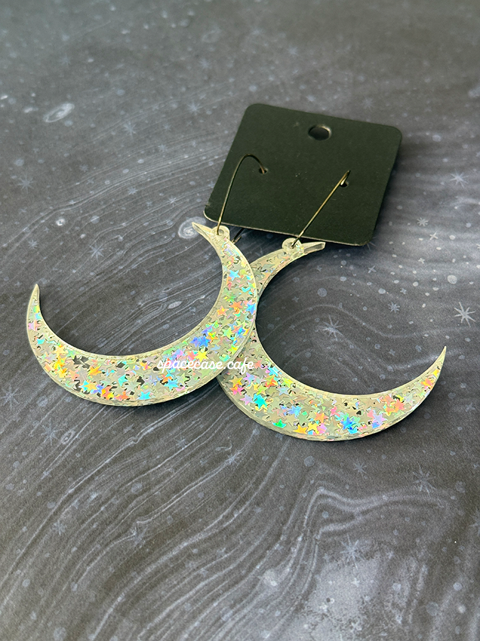 Crescent Moon: Moon Lover Acrylic Statement Earrings