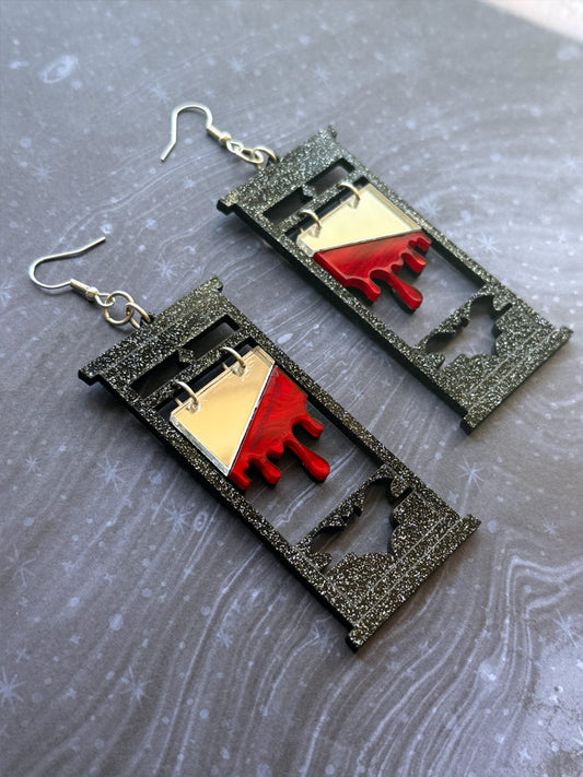 Bloody Bat Guillotine Acrylic Earrings