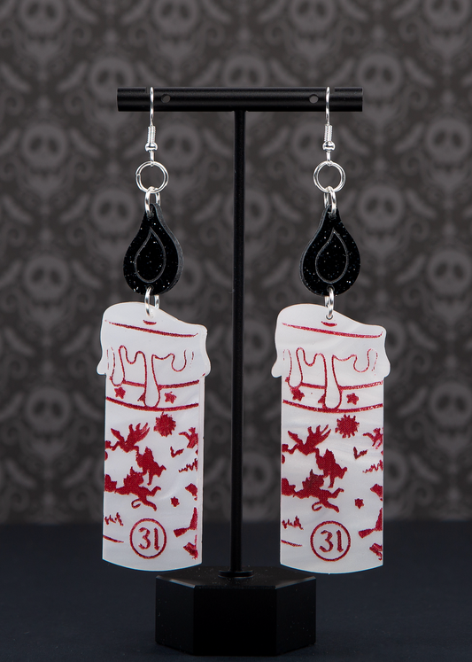 Black Flame Candle Acrylic Earrings