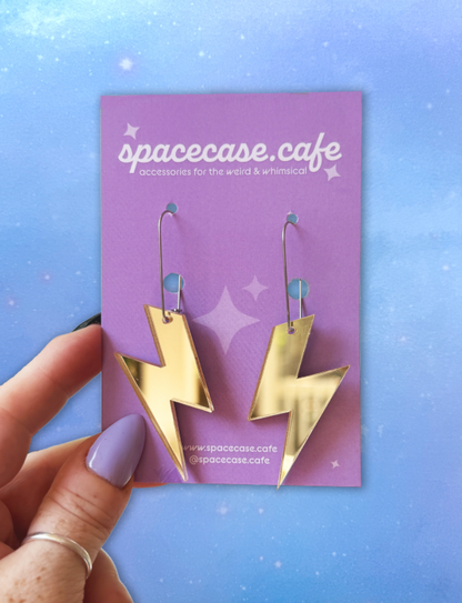 Lightning Bolts: Retro Glam Acrylic Statement Earrings
