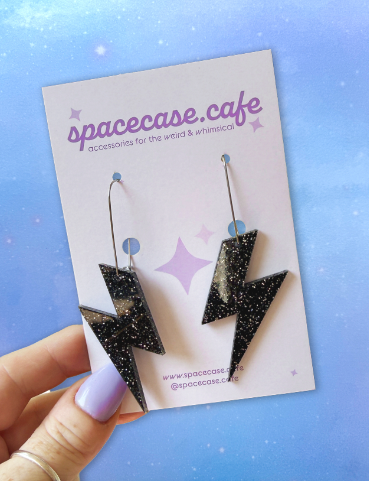 Lightning Bolts: Retro Glam Acrylic Statement Earrings