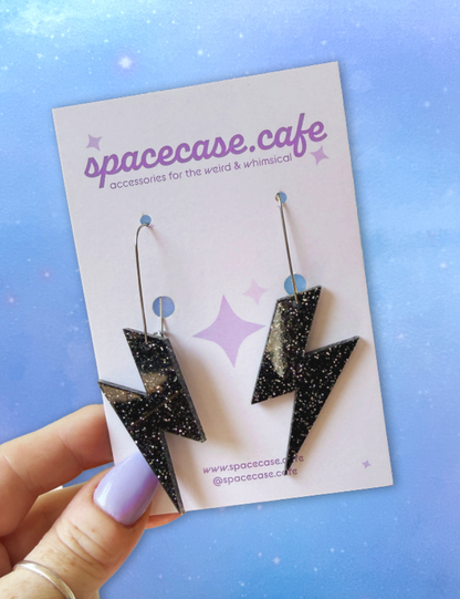 Lightning Bolts: Retro Glam Acrylic Statement Earrings
