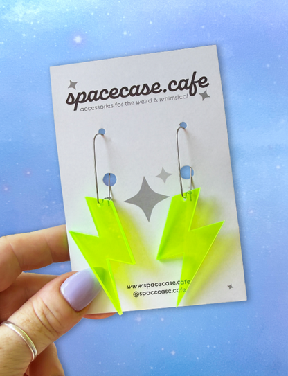 Lightning Bolts: Retro Glam Acrylic Statement Earrings