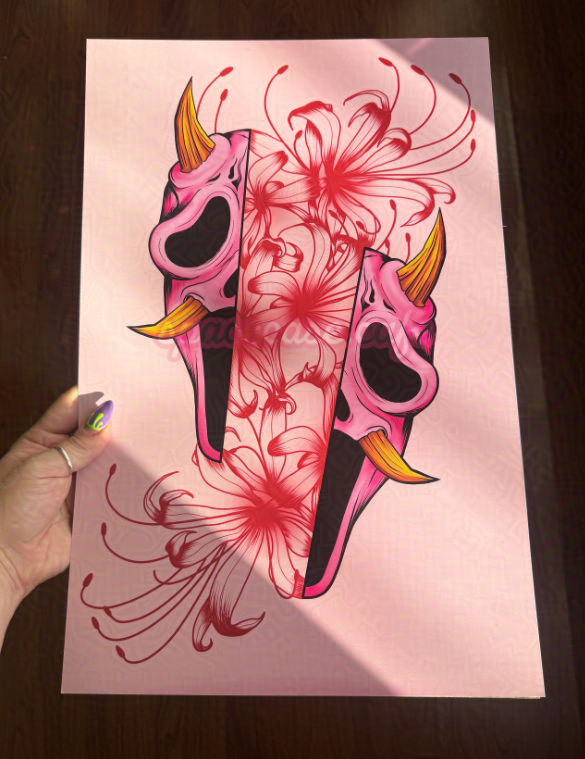 Pink Ghostface Oni: Japanese Horror Art Print