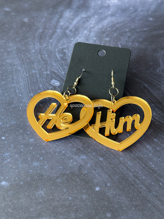 Pronouns: He/Him Acrylic Earrings