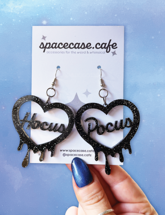 Spooky Hocus Pocus: Witchy Heart Acrylic Earrings