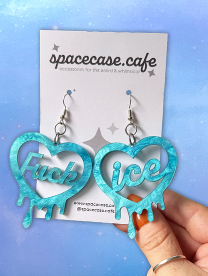 Ice Out: Anti-Ice Melt Ice Heart Acrylic Earrings