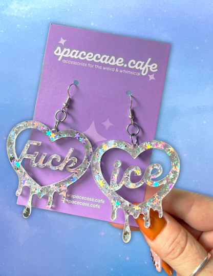 Ice Out: Anti-Ice Melt Ice Heart Acrylic Earrings