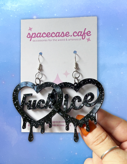 Ice Out: Anti-Ice Melt Ice Heart Acrylic Earrings