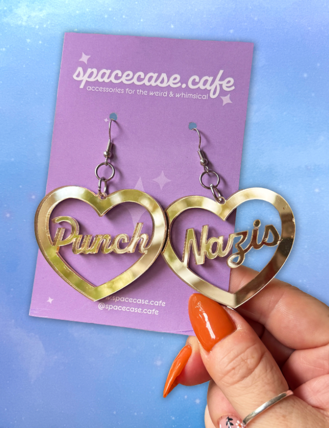 Punch Nazis: Political Acrylic Statement Earrings