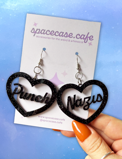 Punch Nazis: Political Acrylic Statement Earrings