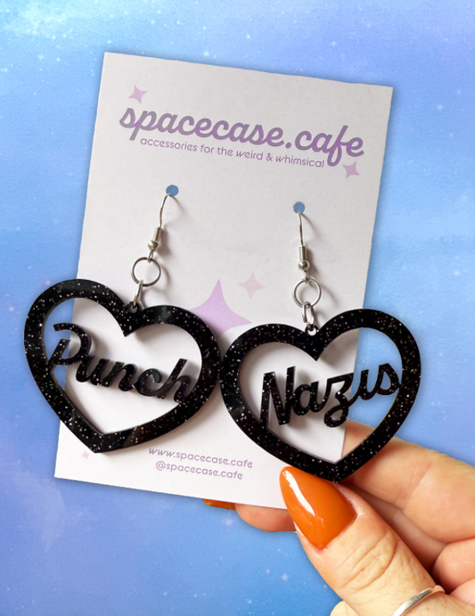 Punch Nazis: Political Acrylic Statement Earrings