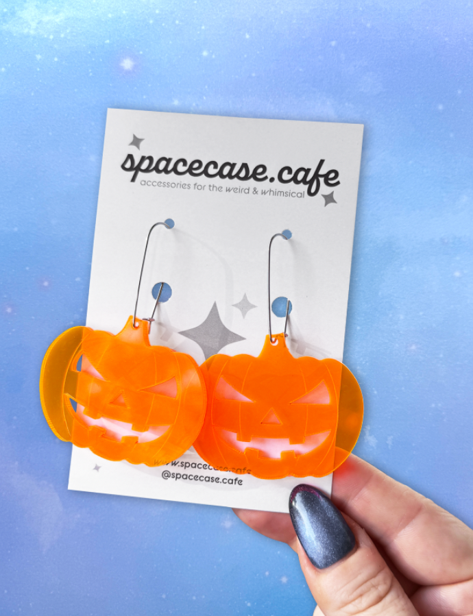 Jack-O-Lantern: Spooky Pumpkin Acrylic Earrings
