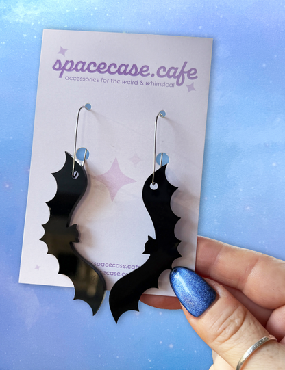 Midnight Mischief: Halloween Bat Acrylic Earrings