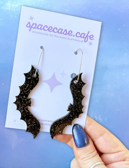 Midnight Mischief: Halloween Bat Acrylic Earrings