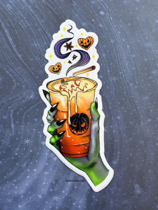 Spooky Pumpkin Spice Latte Sticker