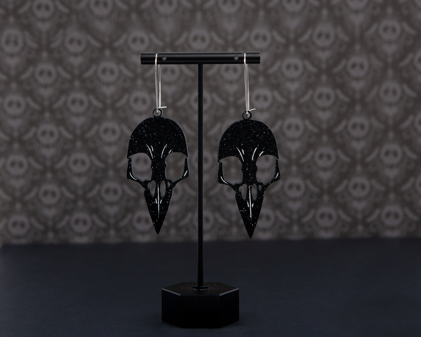 Crow Skull Acrylic Earrings